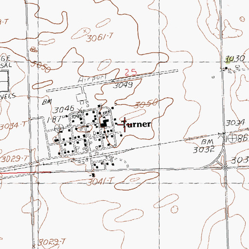Topographic Map of Turner Census Designated Place, MT