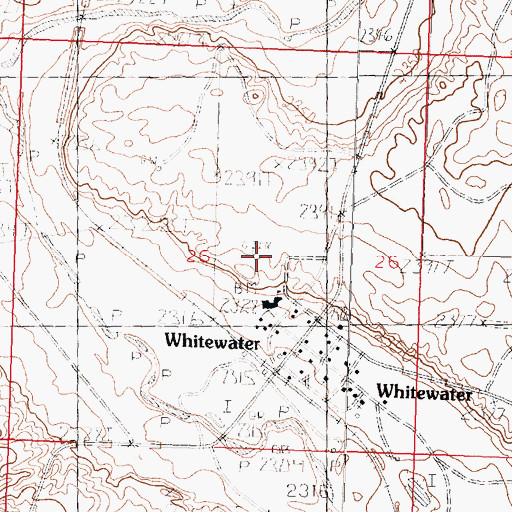 Topographic Map of Whitewater Census Designated Place, MT