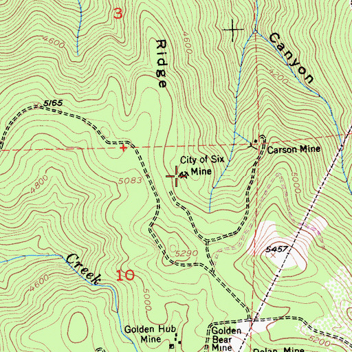 Topographic Map of City of Six Mine, CA