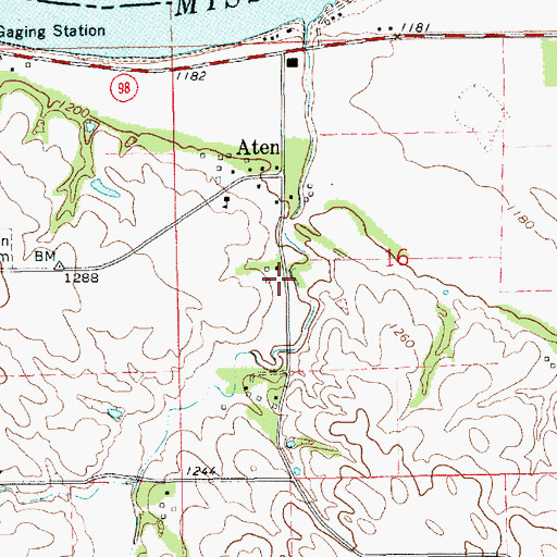 Topographic Map of Aten Census Designated Place, NE