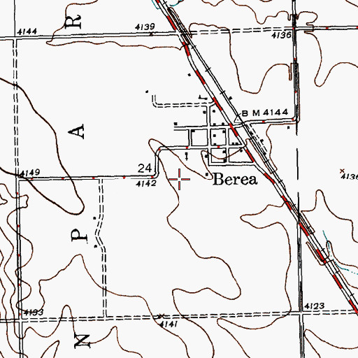Topographic Map of Berea Census Designated Place, NE
