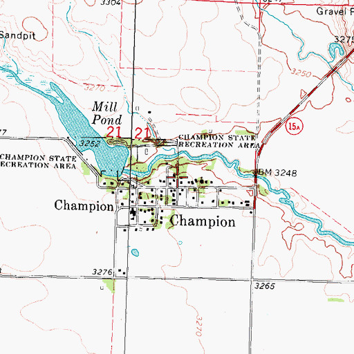 Topographic Map of Champion Census Designated Place, NE