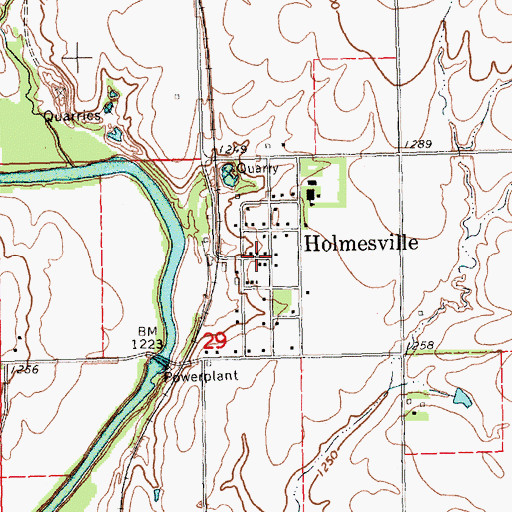 Topographic Map of Holmesville Census Designated Place, NE