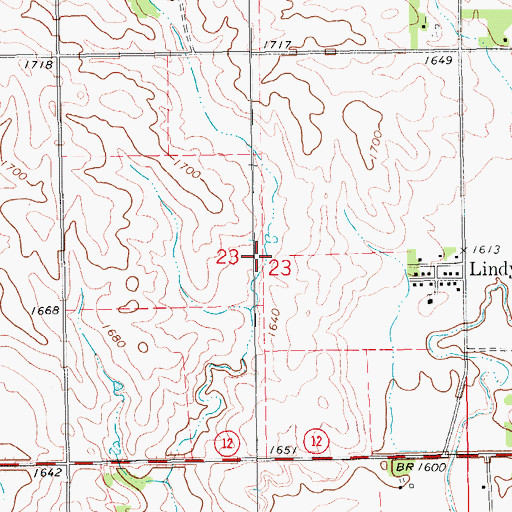 Topographic Map of Lindy Census Designated Place, NE