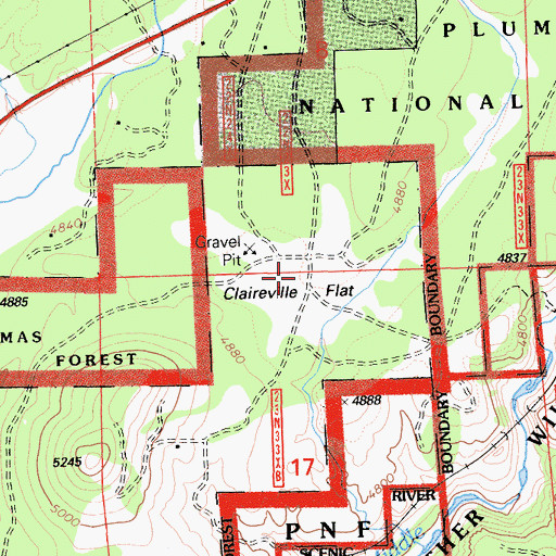 Topographic Map of Claireville Flat, CA