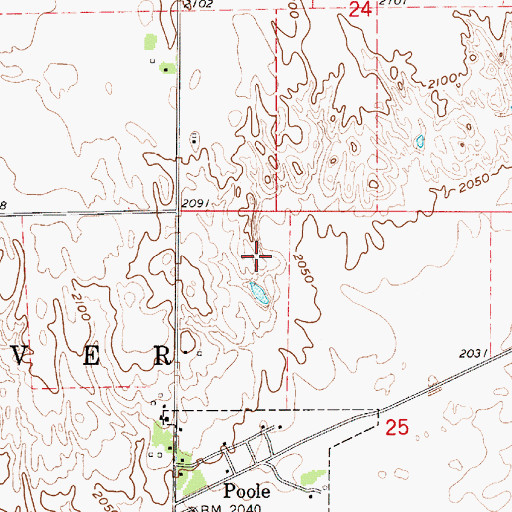 Topographic Map of Poole Census Designated Place, NE