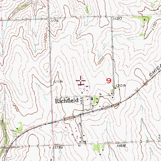 Topographic Map of Richfield Census Designated Place, NE