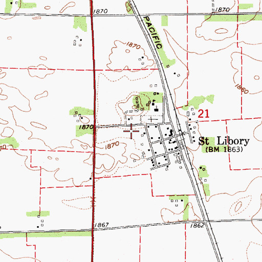 Topographic Map of Saint Libory Census Designated Place, NE
