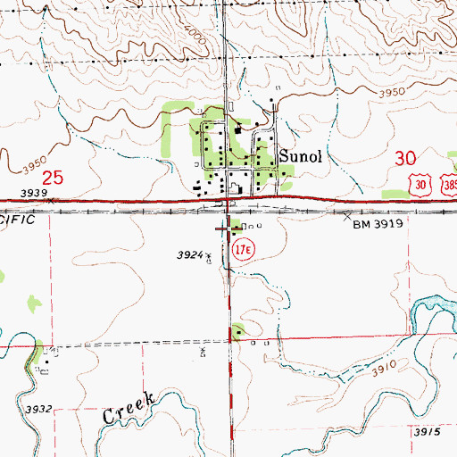 Topographic Map of Sunol Census Designated Place, NE