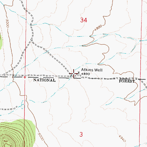 Topographic Map of Atkins Well, AZ