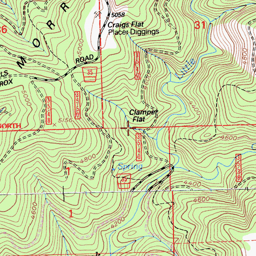 Topographic Map of Clamper Flat, CA