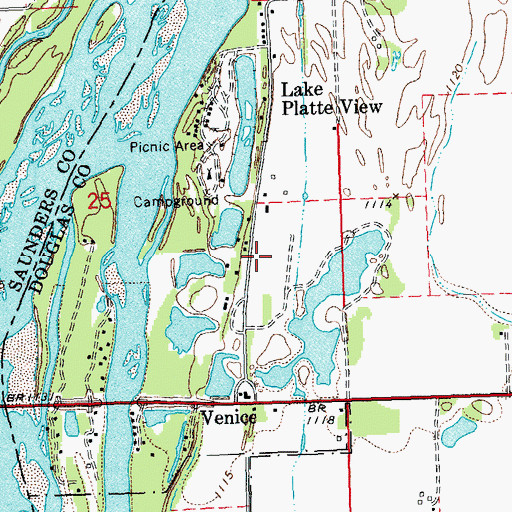 Topographic Map of Venice Census Designated Place, NE