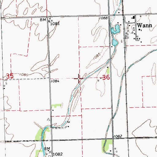 Topographic Map of Wann Census Designated Place, NE
