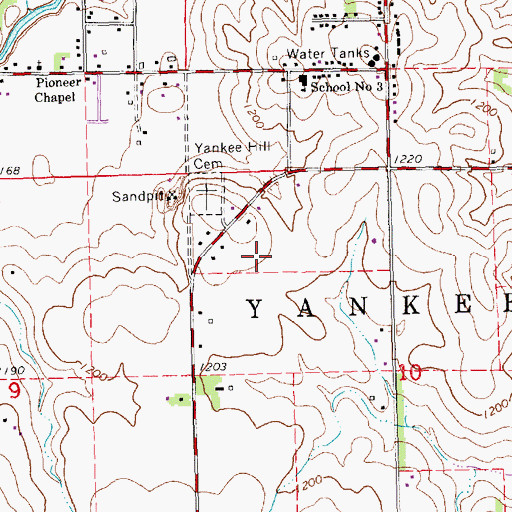 Topographic Map of Yankee Hill Census Designated Place, NE