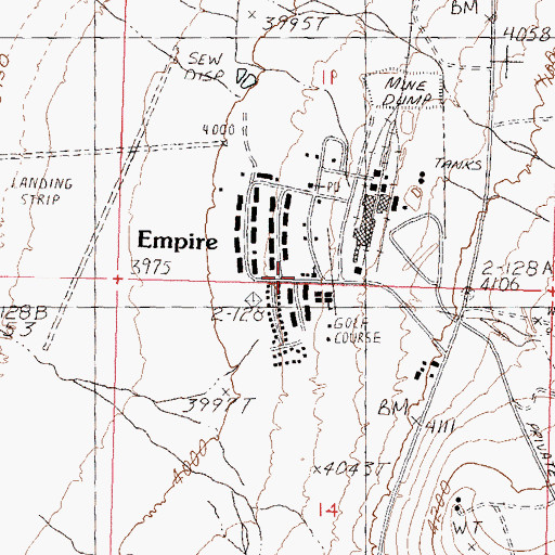 Topographic Map of Empire Census Designated Place, NV