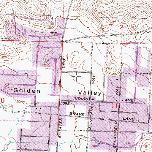 Topographic Map of Golden Valley Census Designated Place, NV