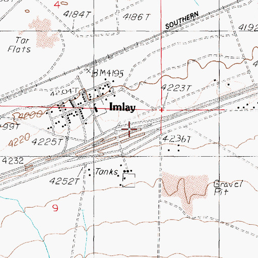 Topographic Map of Imlay Census Designated Place, NV