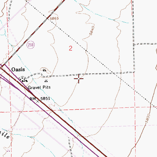 Topographic Map of Oasis Census Designated Place, NV