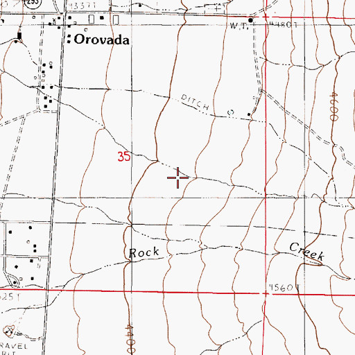 Topographic Map of Orovada Census Designated Place, NV