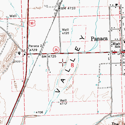Topographic Map of Panaca Census Designated Place, NV