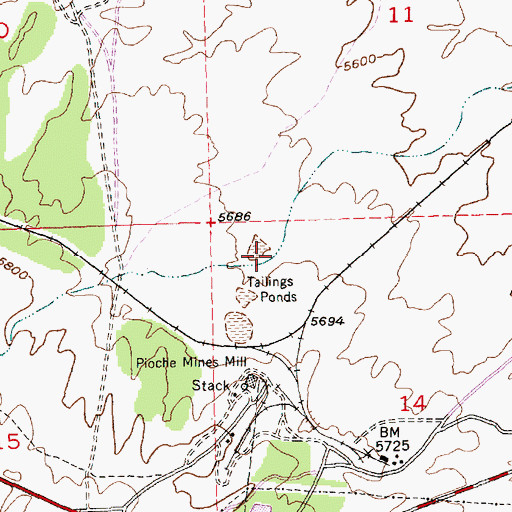 Topographic Map of Pioche Census Designated Place, NV