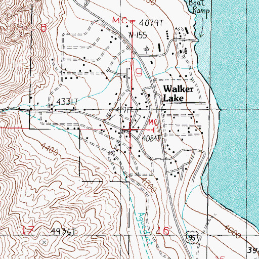 Topographic Map of Walker Lake Census Designated Place, NV