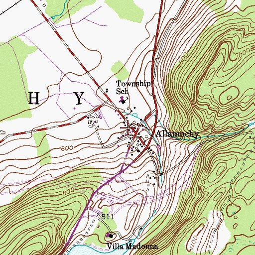 Topographic Map of Allamuchy Census Designated Place, NJ