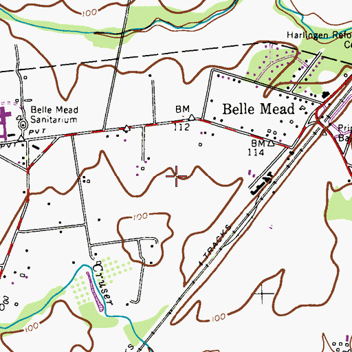 Topographic Map of Belle Mead Census Designated Place, NJ