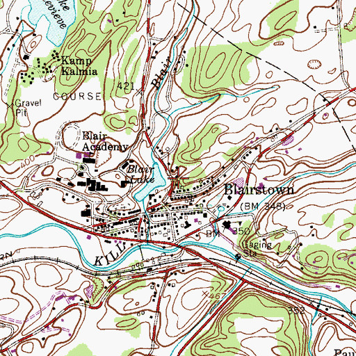 Topographic Map of Blairstown Census Designated Place, NJ