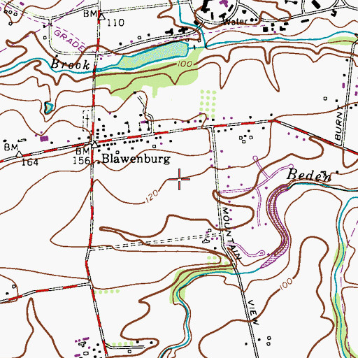 Topographic Map of Blawenburg Census Designated Place, NJ
