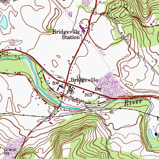 Topographic Map of Bridgeville Census Designated Place, NJ