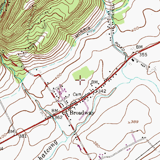 Topographic Map of Broadway Census Designated Place, NJ
