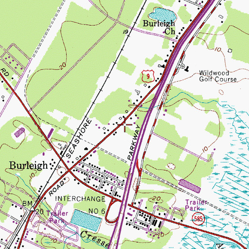 Topographic Map of Burleigh Census Designated Place, NJ