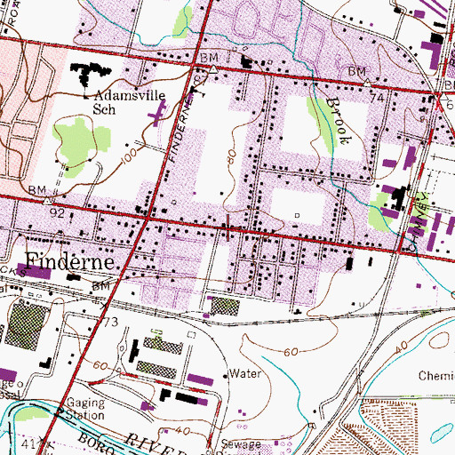 Topographic Map of Finderne Census Designated Place, NJ