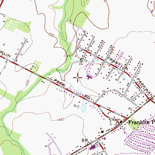 Topographic Map of Franklin Park Census Designated Place, NJ