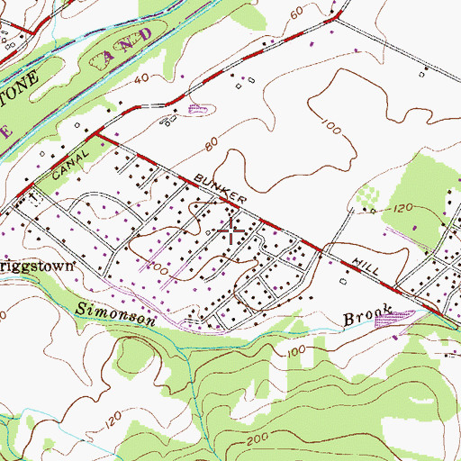 Topographic Map of Griggstown Census Designated Place, NJ