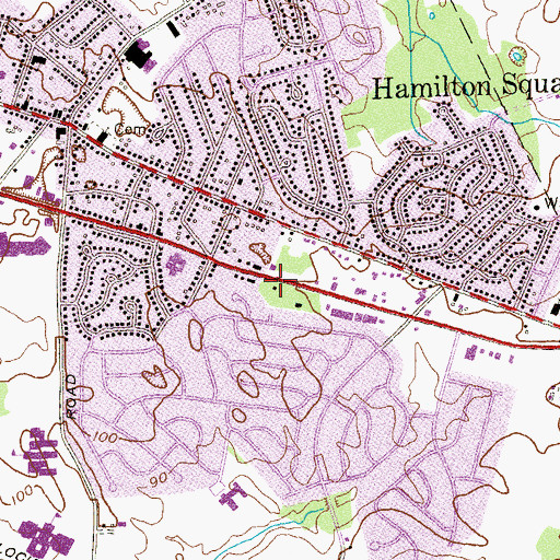 Topographic Map of Hamilton Square Census Designated Place, NJ