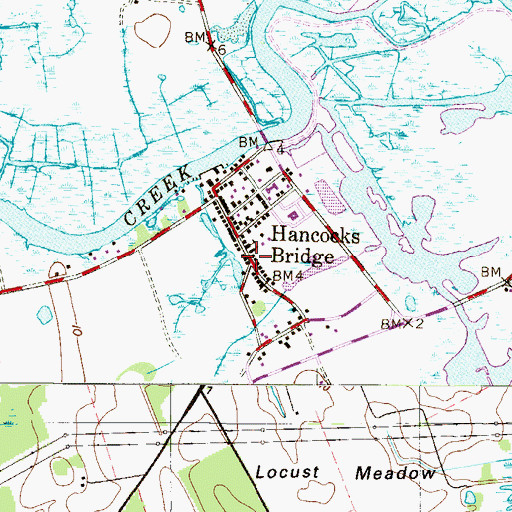 Topographic Map of Hancocks Bridge Census Designated Place, NJ