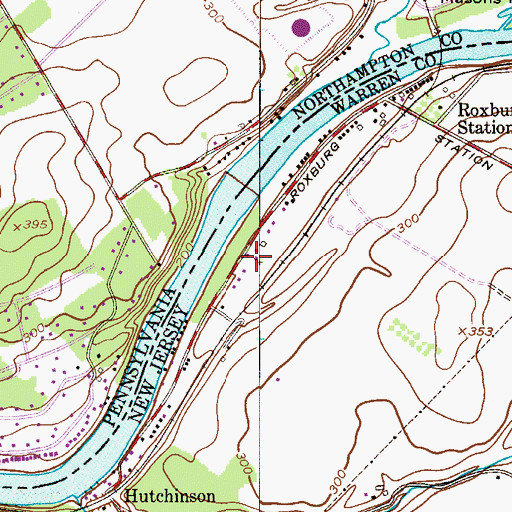 Topographic Map of Hutchinson Census Designated Place, NJ