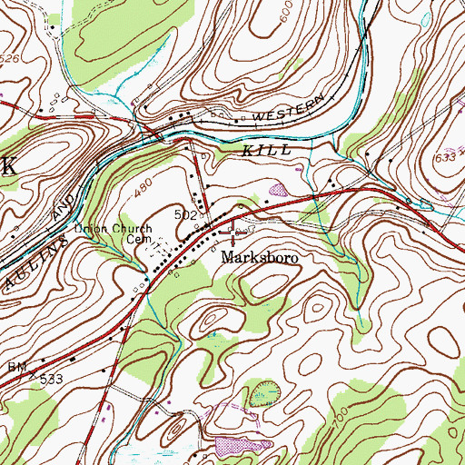 Topographic Map of Marksboro Census Designated Place, NJ