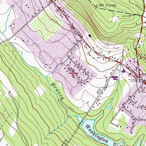 Topographic Map of Martinsville Census Designated Place, NJ