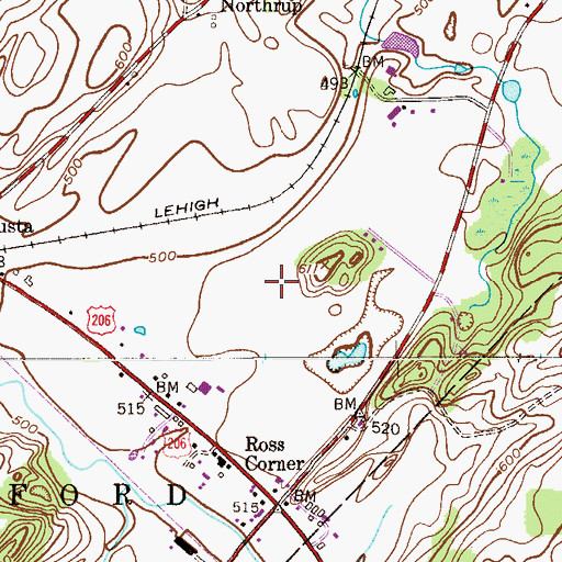 Topographic Map of Ross Corner Census Designated Place, NJ