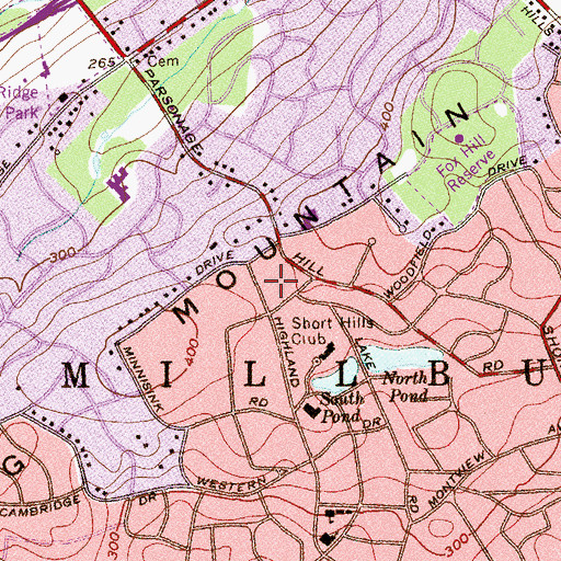 Topographic Map of Short Hills Census Designated Place, NJ