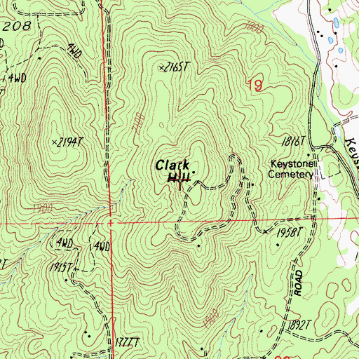 Topographic Map of Clark Hill, CA