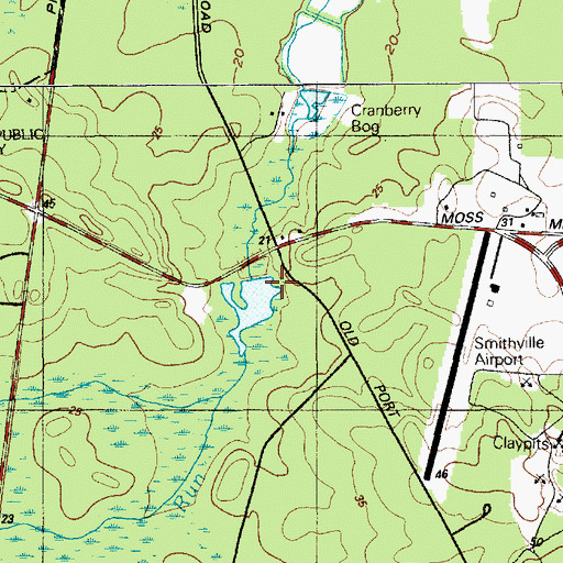 Topographic Map of Smithville Census Designated Place, NJ