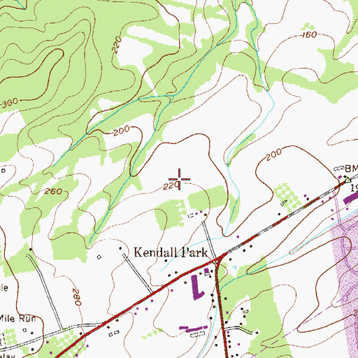 Topographic Map of Ten Mile Run Census Designated Place, NJ