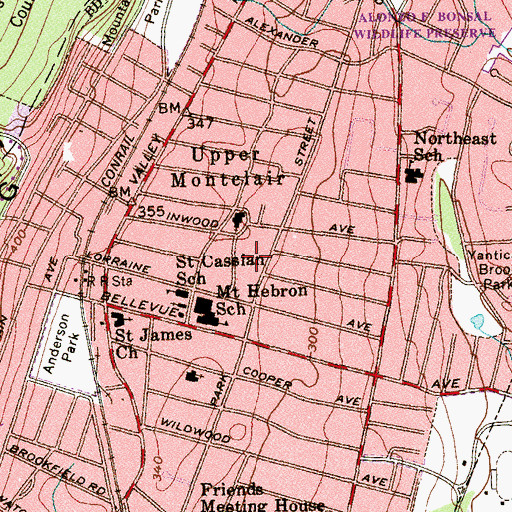 Topographic Map of Upper Montclair Census Designated Place, NJ