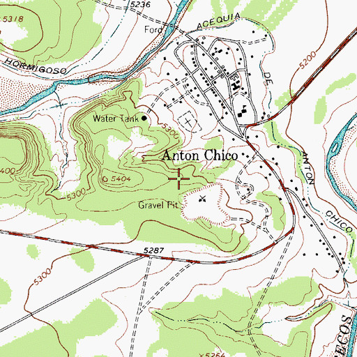 Topographic Map of Anton Chico Census Designated Place, NM