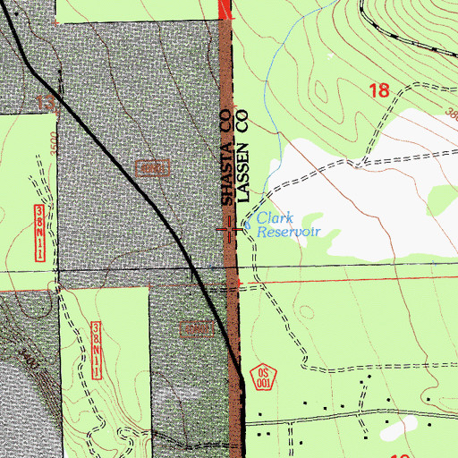 Topographic Map of Clark Reservoir, CA