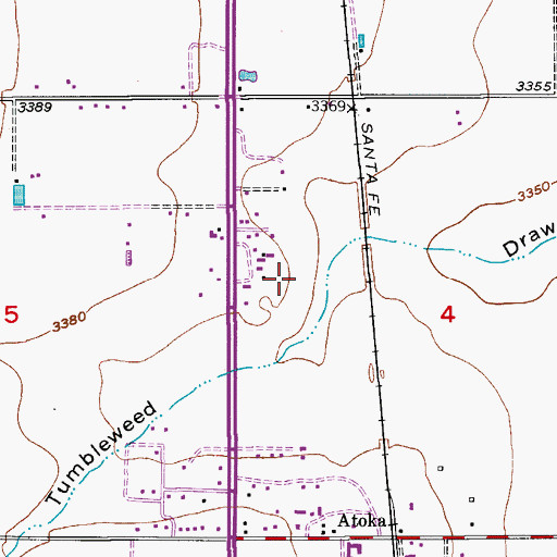 Topographic Map of Atoka Census Designated Place, NM